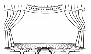 Colora e disegna la scena del Teatro Le Maschere: scarica il PDF qui!